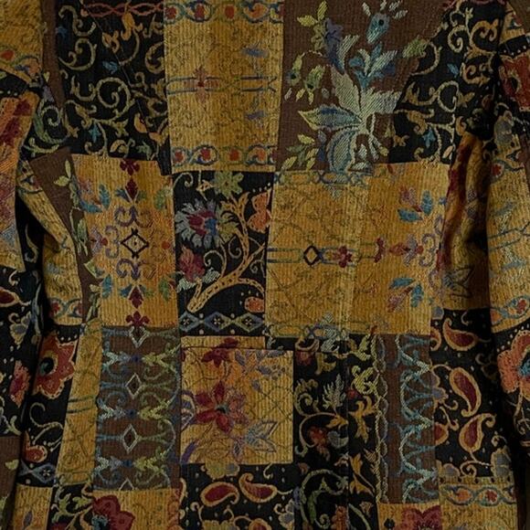 Coldwater Creek Tapestry Patchwork Blazer Jacket Sz SP Velvet Cuffs Shabby Chic - Picture 8 of 12